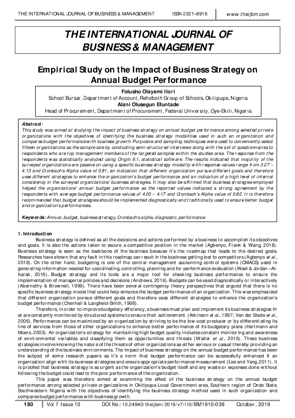 (PDF) Empirical Study on the Impact of Business Strategy on Annual ...