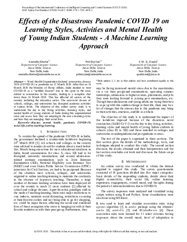 (PDF) Effects of the Disastrous Pandemic COVID 19 on Learning Styles ...