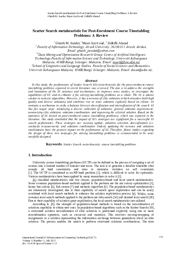 (PDF) Scatter Search metaheuristic for Post-Enrolment Course ...