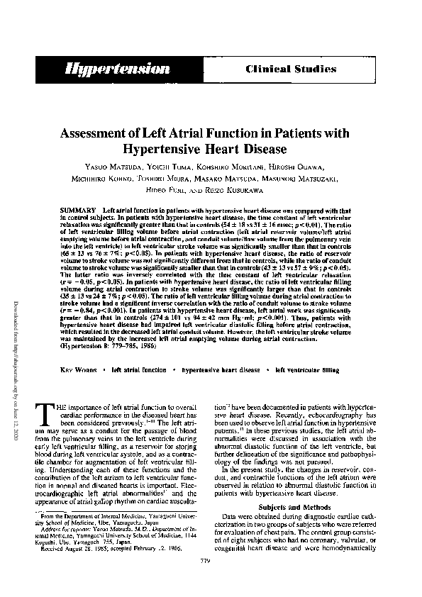 (PDF) Assessment of left atrial function in patients with hypertensive ...