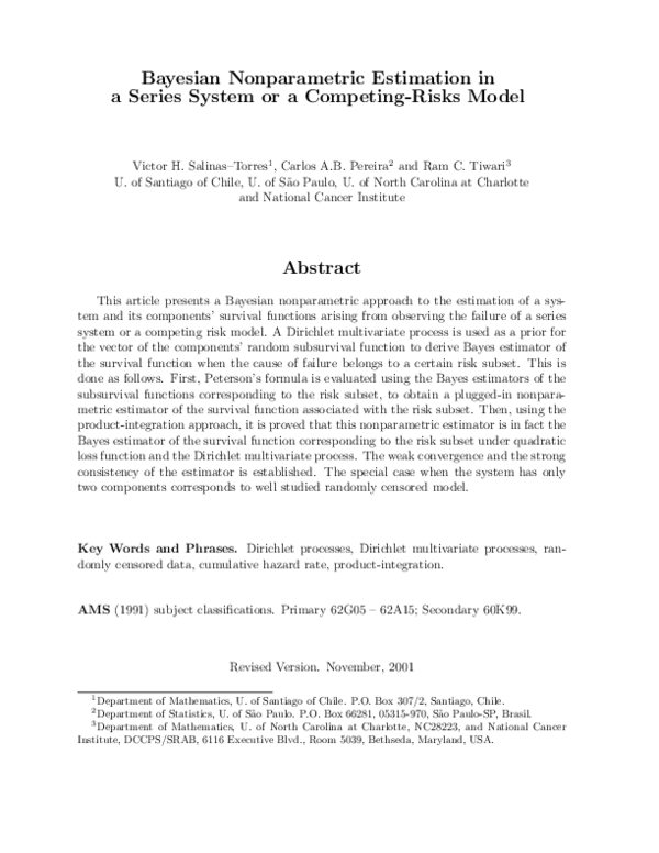 (PDF) Bayesian nonparametric estimation in a series system or a ...