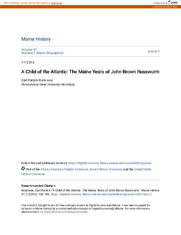 (PDF) A Child of the Atlantic the Maine Years of