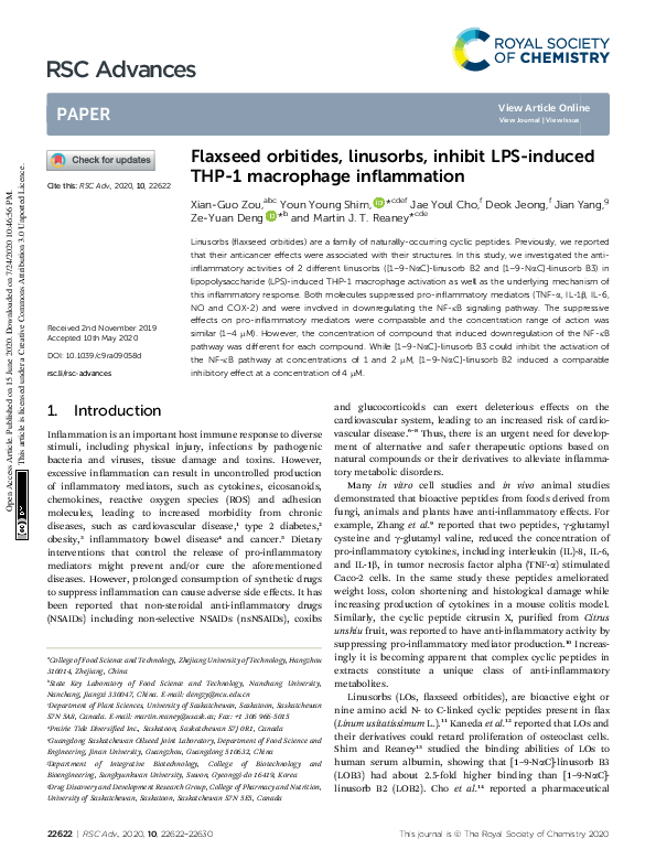 (PDF) Flaxseed orbitides, linusorbs, inhibit LPS-induced THP-1 ...