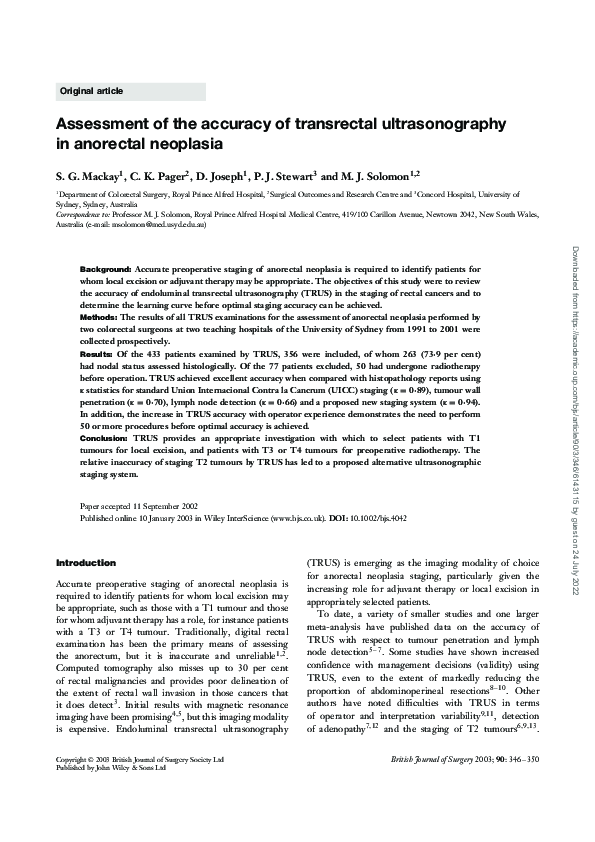 (PDF) Assessment of the accuracy of transrectal ultrasonography in ...