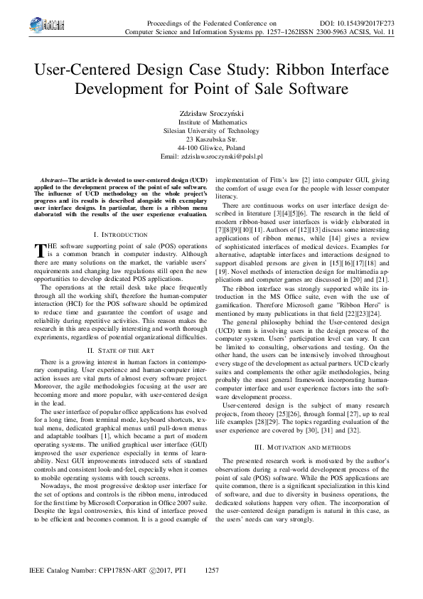 (PDF) User-Centered Design Case Study: Ribbon Interface Development for ...