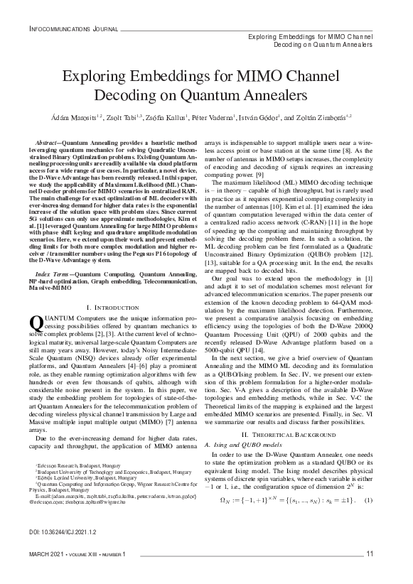 (PDF) Exploring Embeddings for MIMO Channel Decoding on Quantum Annealers
