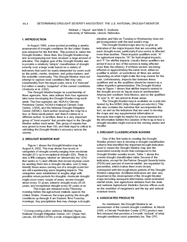 (PDF) 11.1 Determining Drought Severity and Extent: The Us National ...