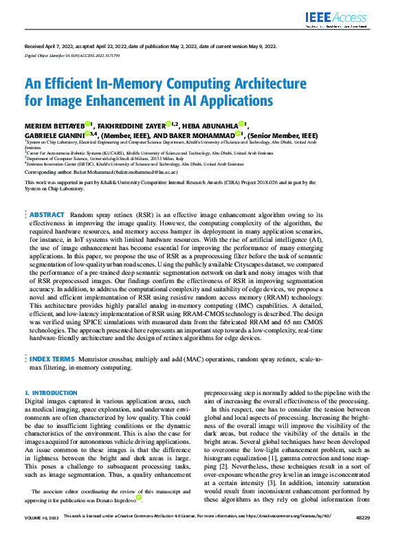 (PDF) An Efficient In-Memory Computing Architecture for Image ...