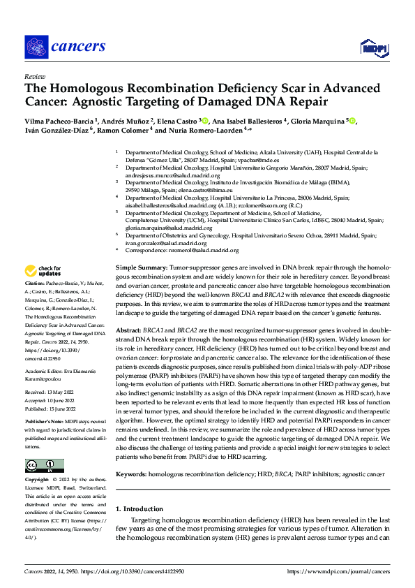 (PDF) The Homologous Recombination Deficiency Scar in Advanced Cancer ...