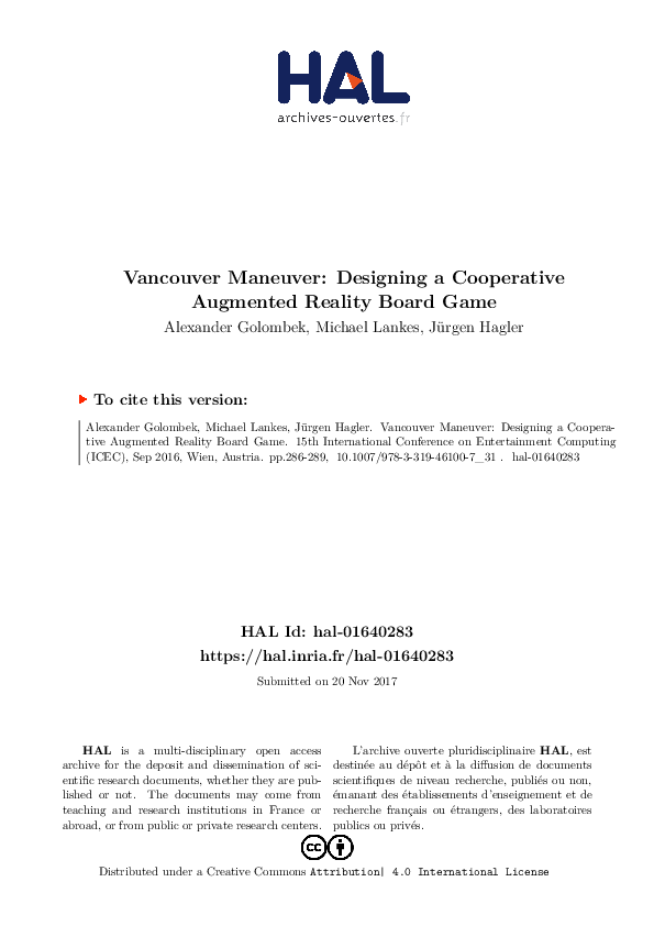 (PDF) Vancouver Maneuver Designing a Cooperative Augmented Reality