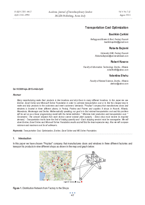 (PDF) Transportation Cost Optimization