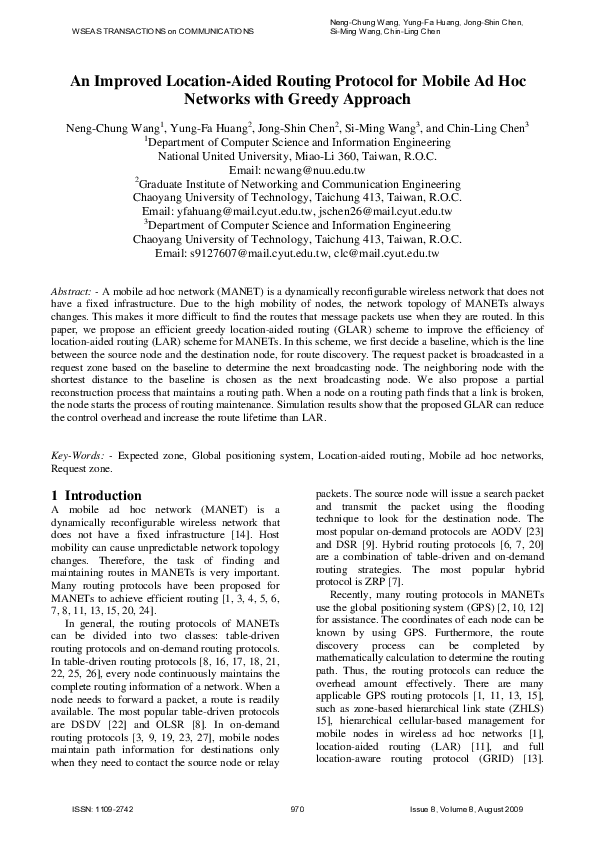 (PDF) An Efficient Location-Aided Routing Protocol for Mobile Ad Hoc ...