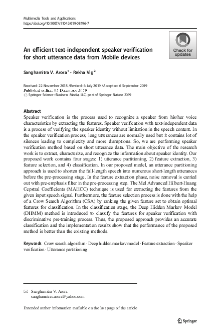 (PDF) An efficient text-independent speaker verification for short ...