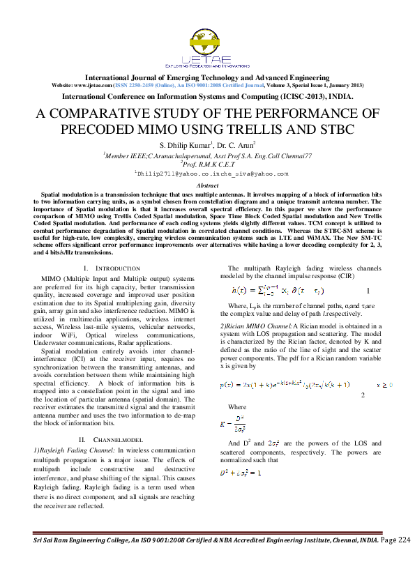(PDF) A comparative study of the performance of precoded MIMO using ...
