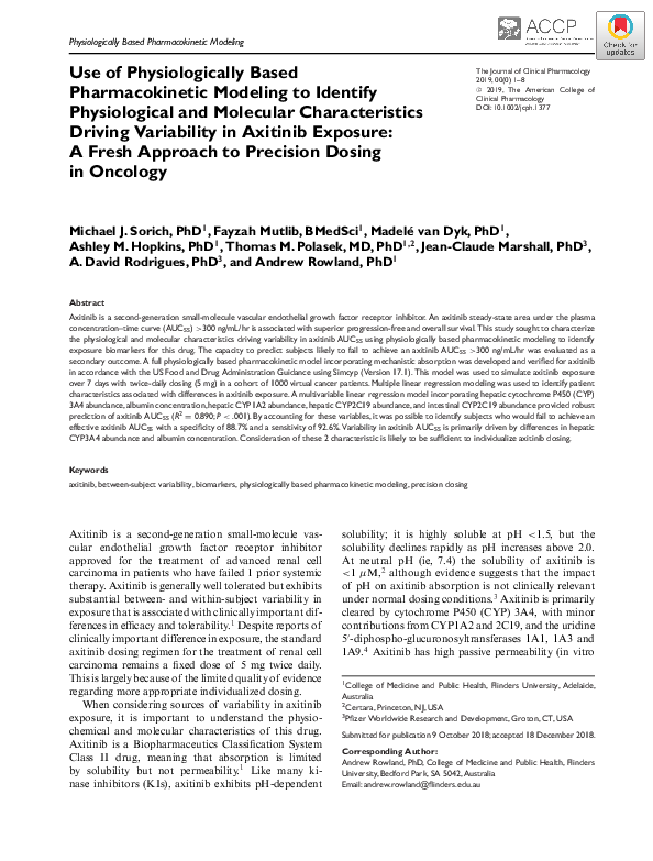 (PDF) Use of Physiologically Based Pharmacokinetic Modeling for ...
