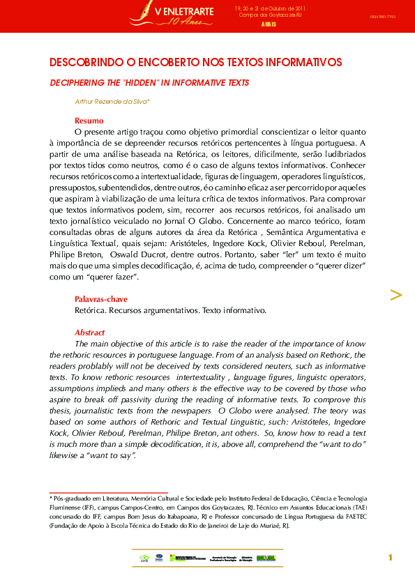 (PDF) Descobrindo o encoberto nos textos informativos