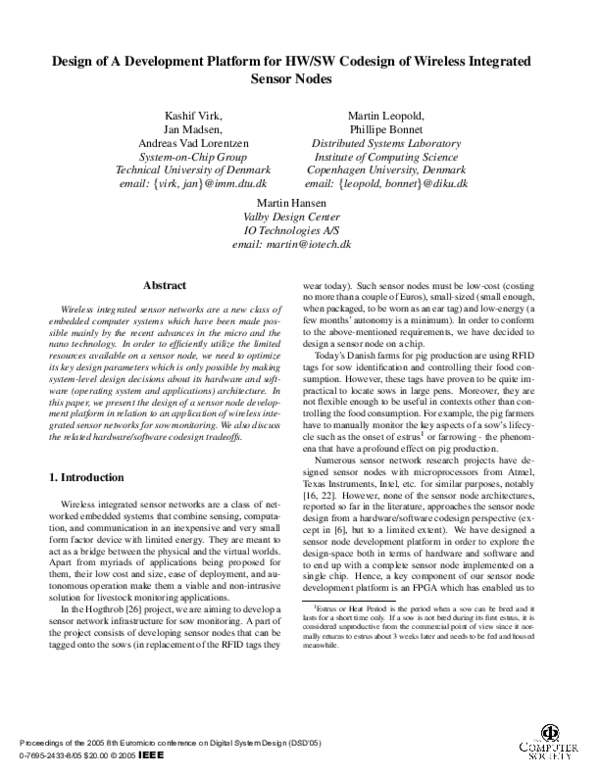 (PDF) Design of A Development Platform for HW/SW Codesign ofWireless ...