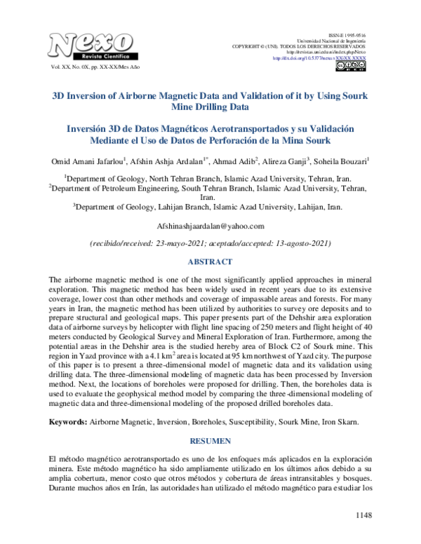 (PDF) 3D Inversion of Airborne Magnetic Data and Validation of it by ...