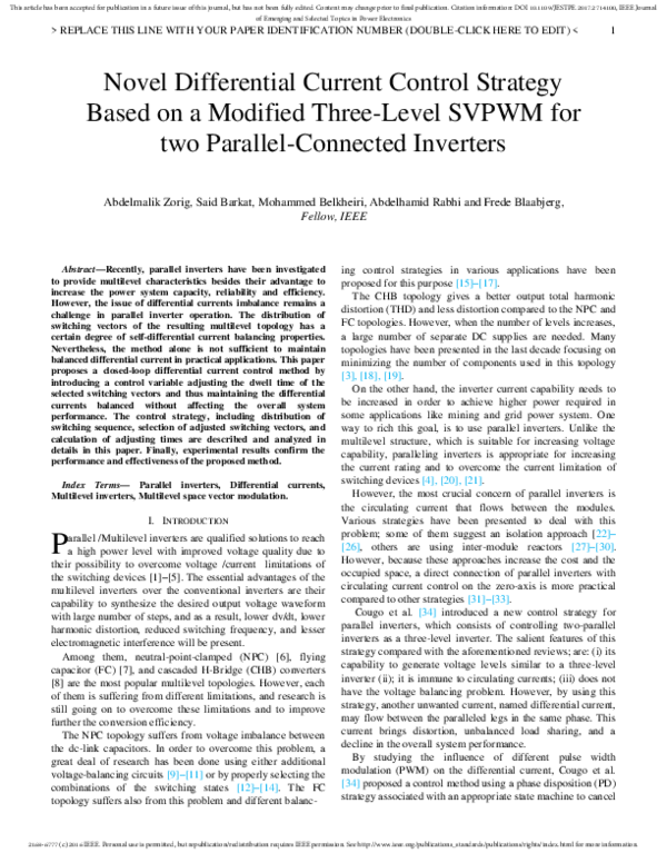 (PDF) Novel Differential Current Control Strategy Based on a Modified ...