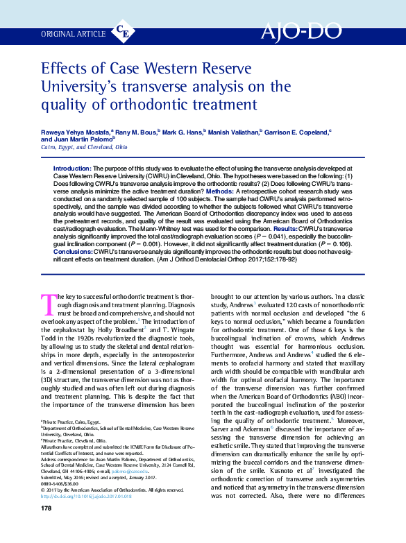 (PDF) Effects of Case Western Reserve University's transverse analysis