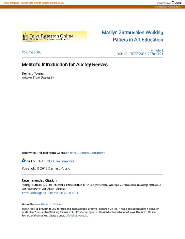 (PDF) Mentor’s Introduction for Audrey Reeves