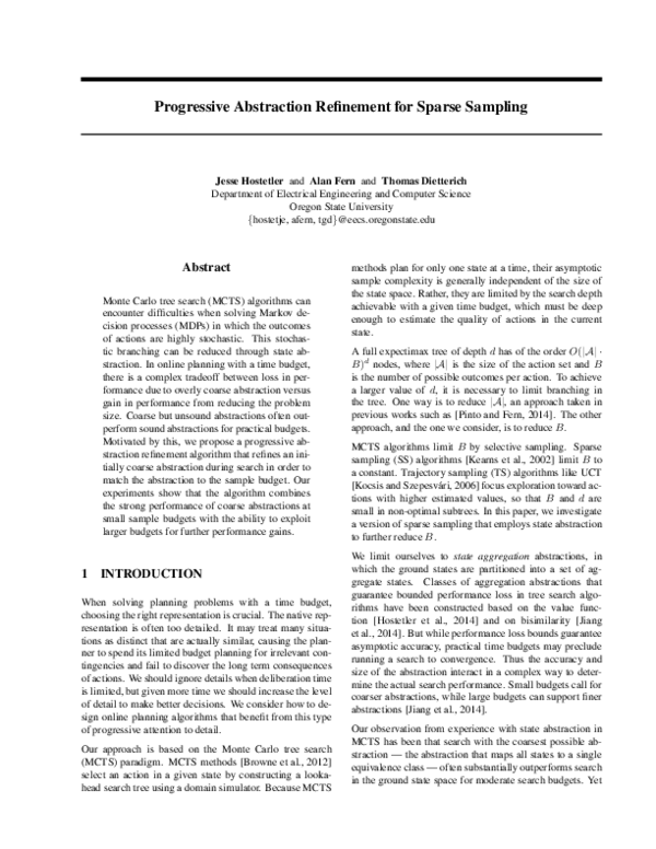 (PDF) Progressive Abstraction Refinement for Sparse Sampling