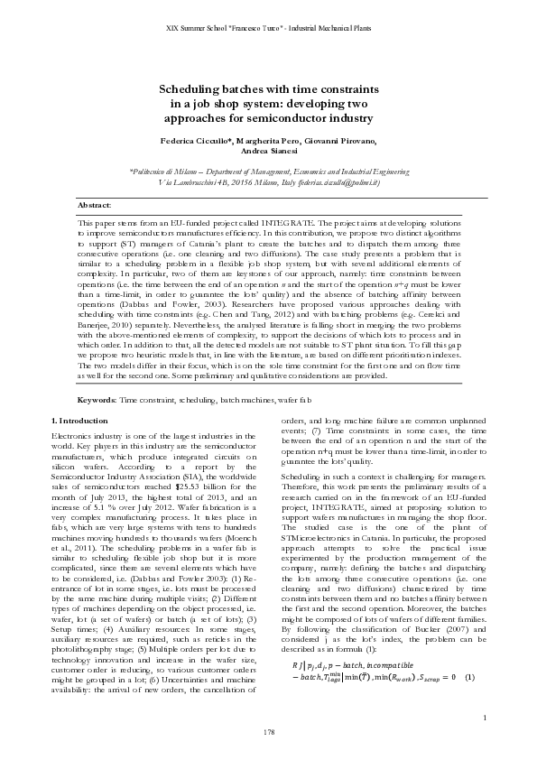 (PDF) Scheduling batches with time constraints in a job shop system ...
