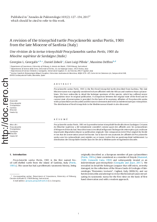 (PDF) A revision of the trionychid turtle Procyclanorbis sardus Portis ...