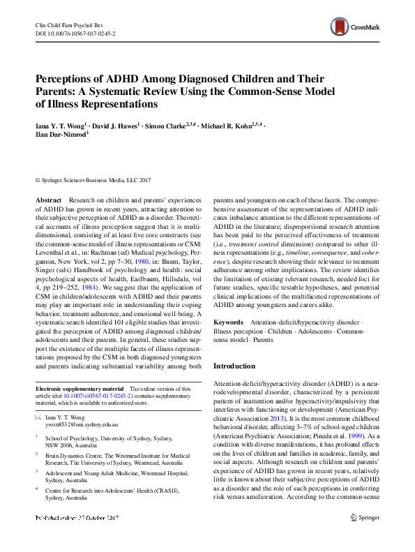(PDF) Perceptions of ADHD Among Diagnosed Children and Their Parents: A ...