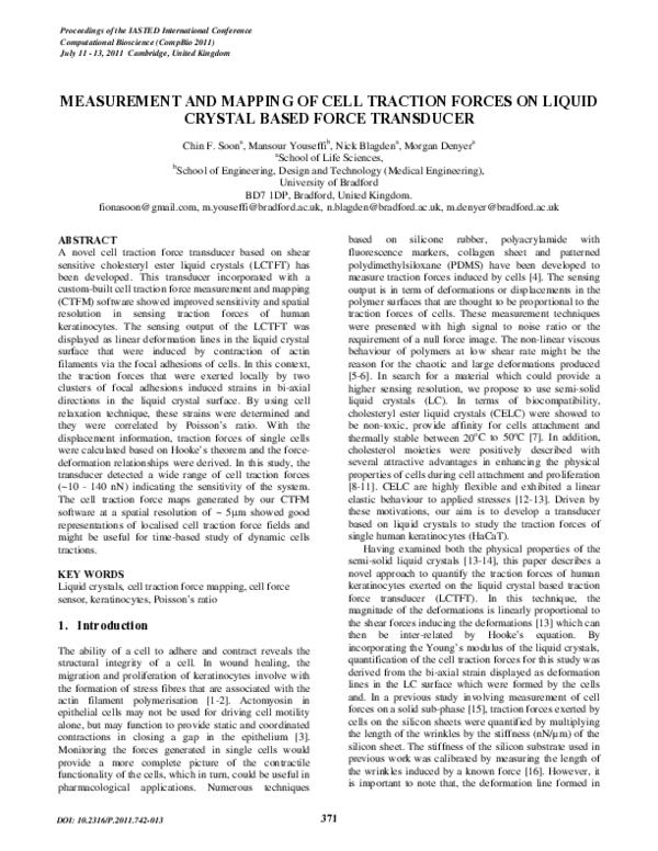 (PDF) Measurement and mapping of cell traction forces on liquid crystal ...