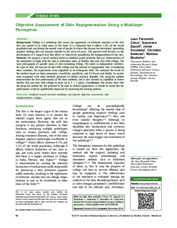 (PDF) Objective assessment of skin repigmentation using a multilayer ...
