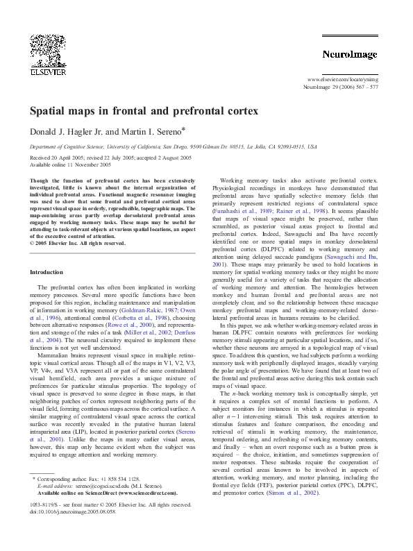 (PDF) Spatial maps in frontal and prefrontal cortex