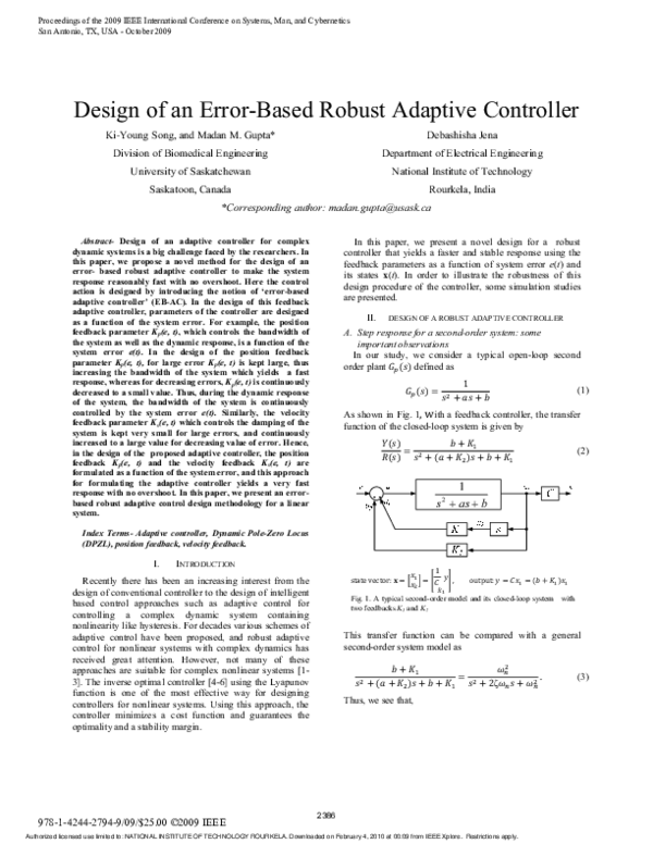 (PDF) Design of an error-based robust adaptive controller