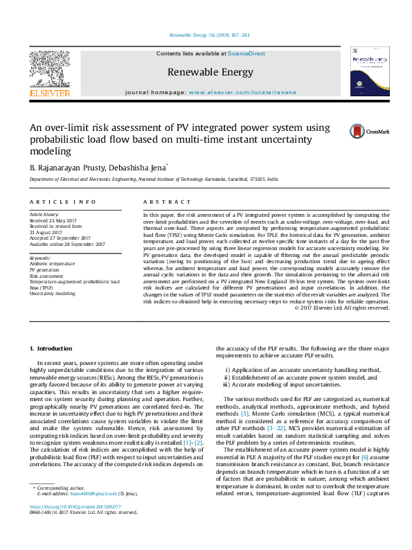 (PDF) An over-limit risk assessment of PV integrated power system using ...