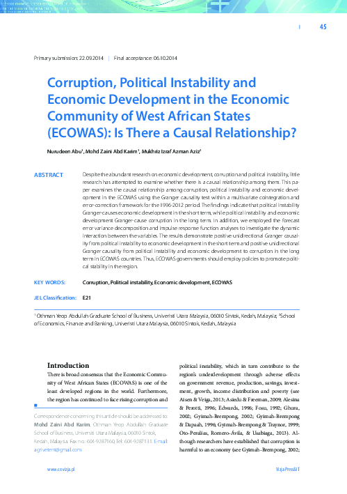 (PDF) Corruption, Political Instability and Economic Development in the ...