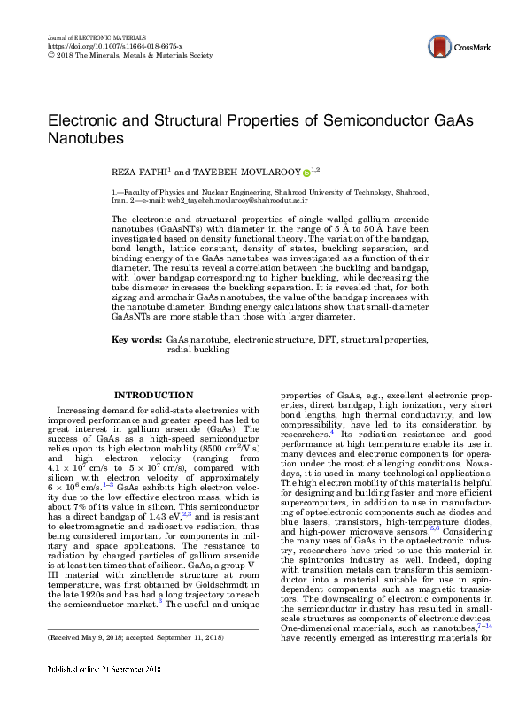 (PDF) Electronic and Structural Properties of Semiconductor-Metal and ...