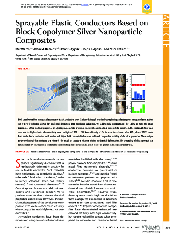 (PDF) Sprayable Elastic Conductors Based on Block Copolymer Silver ...