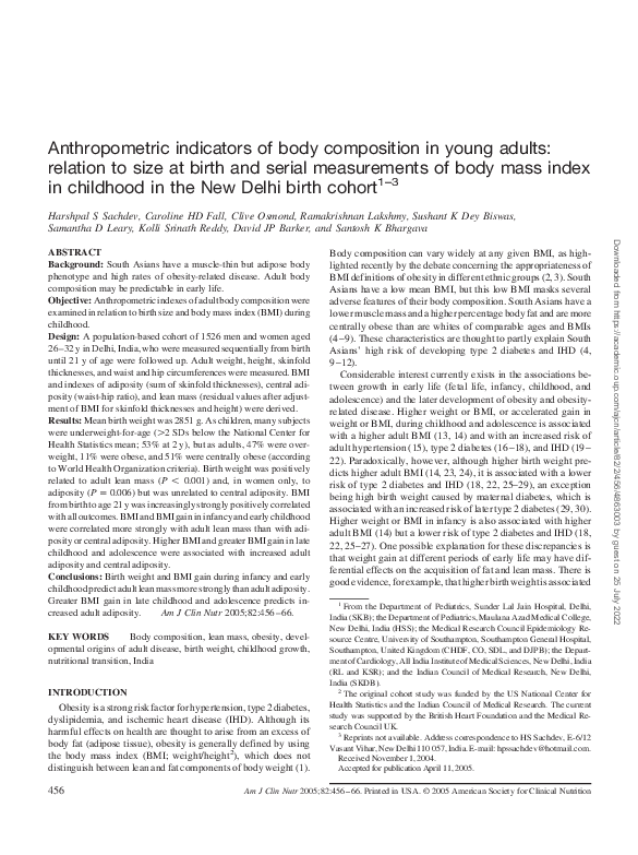 (PDF) Anthropometric indicators of body composition in young adults ...