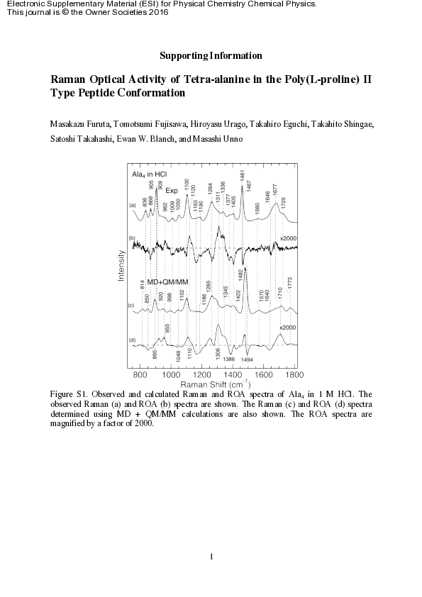 (PDF) Raman optical activity of tetra-alanine in the poly(l-proline) II ...
