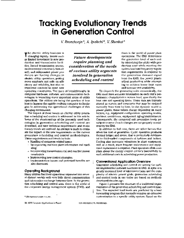 (PDF) Tracking evolutionary trends in generation control