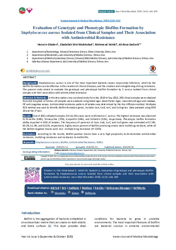 (PDF) Evaluation of Genotypic and Phenotypic Biofilm Formation by ...