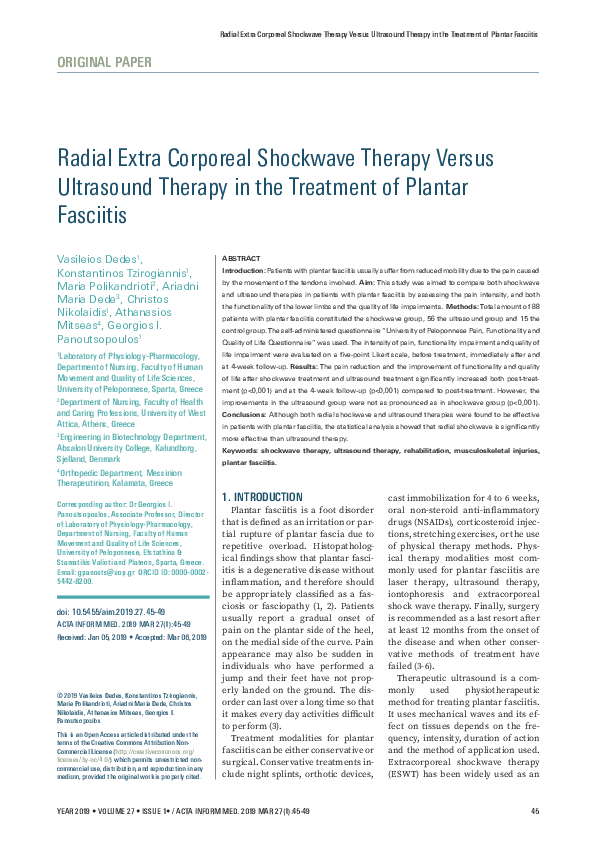(PDF) Radial Extra Corporeal Shockwave Therapy Versus Ultrasound ...
