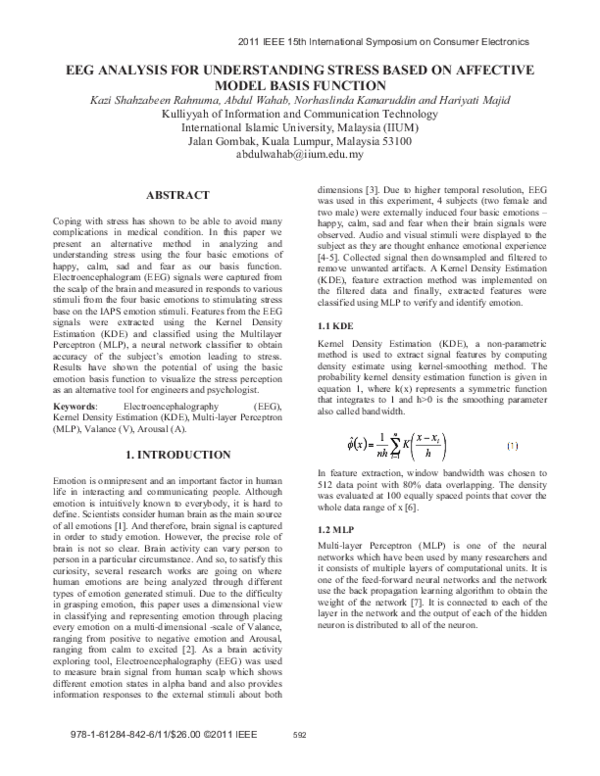 (PDF) EEG analysis for understanding stress based on affective model ...