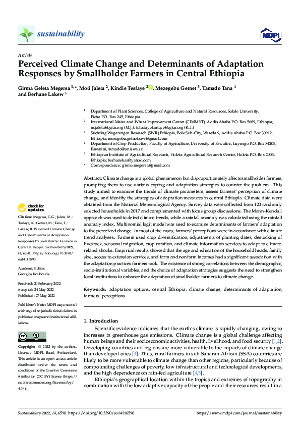 (PDF) Perceived Climate Change and Determinants of Adaptation Responses ...