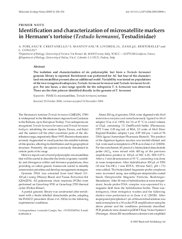 (PDF) Identification and characterization of microsatellite markers in ...