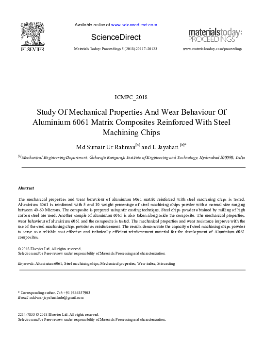 (PDF) Study Of Mechanical Properties and Wear Behaviour of Aluminium ...