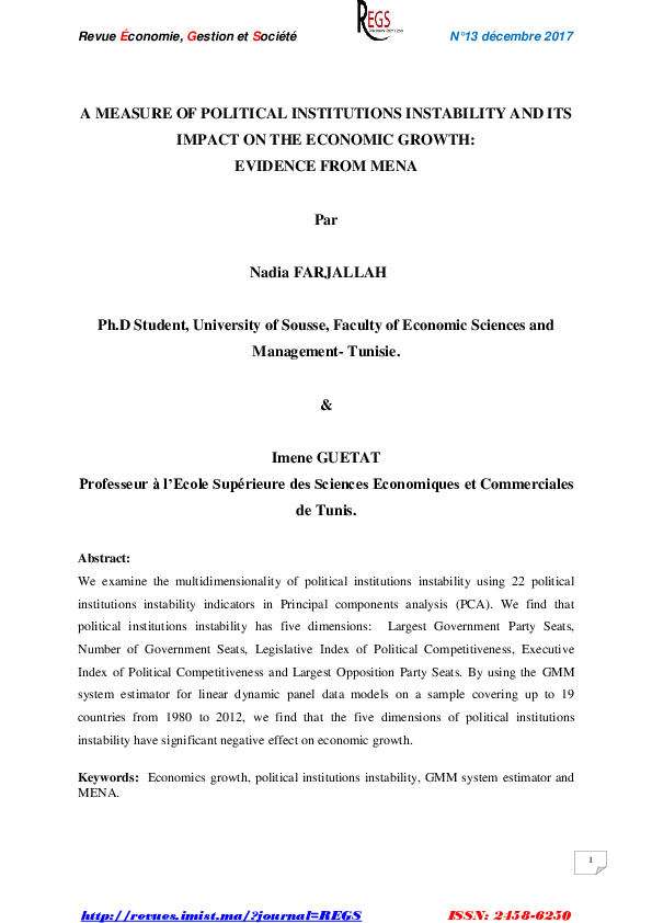 (PDF) A Measure of Political Institutions Instability and Its Impact on ...