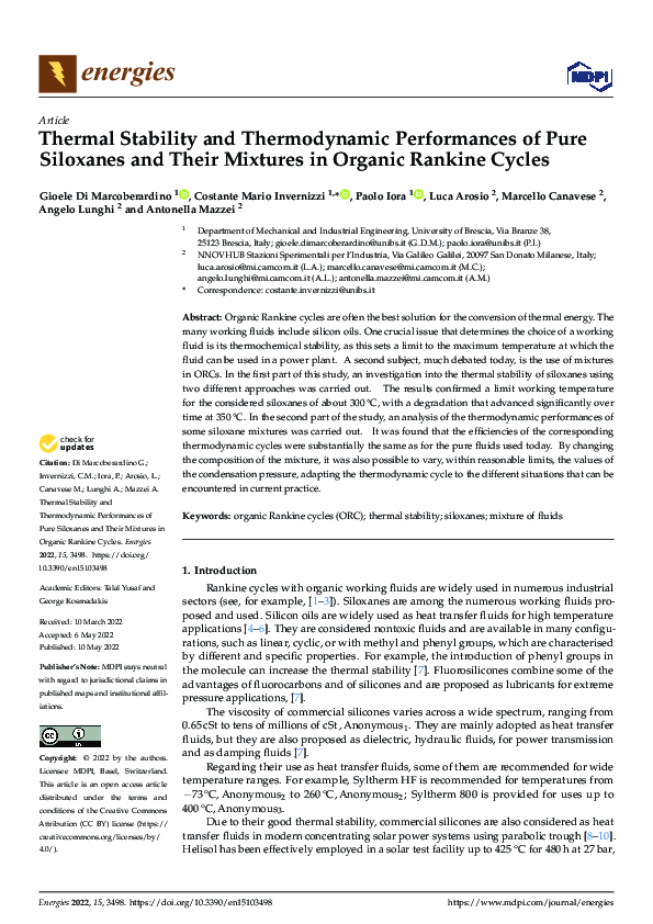 (PDF) Thermal Stability and Thermodynamic Performances of Pure ...