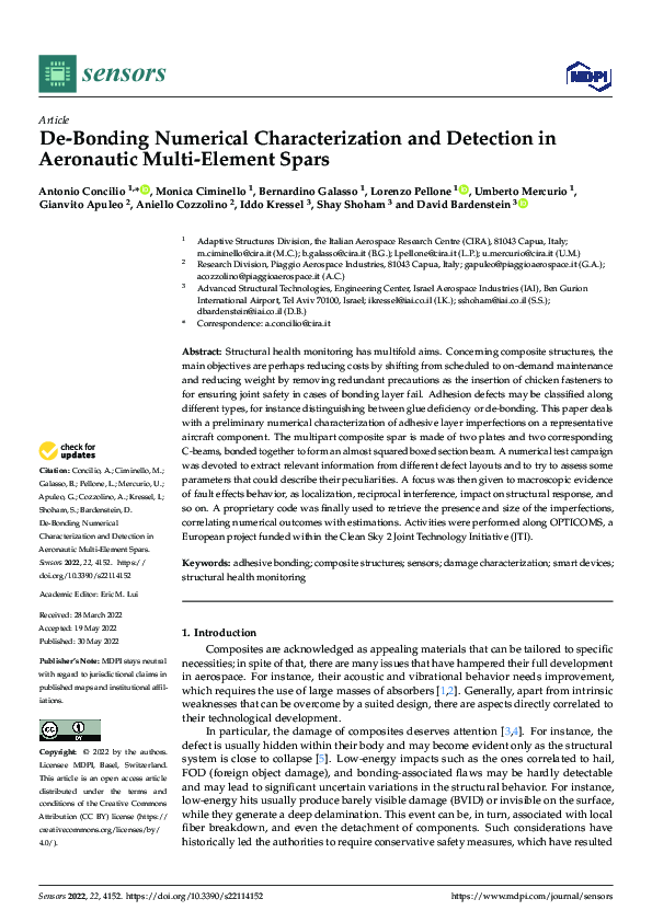 (PDF) De-Bonding Numerical Characterization and Detection in Aeronautic ...