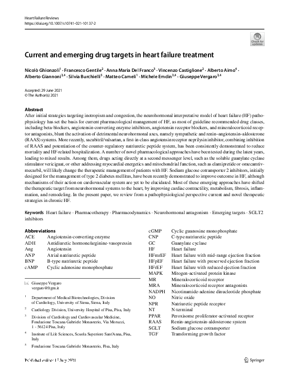 (PDF) Current and emerging drug targets in heart failure treatment